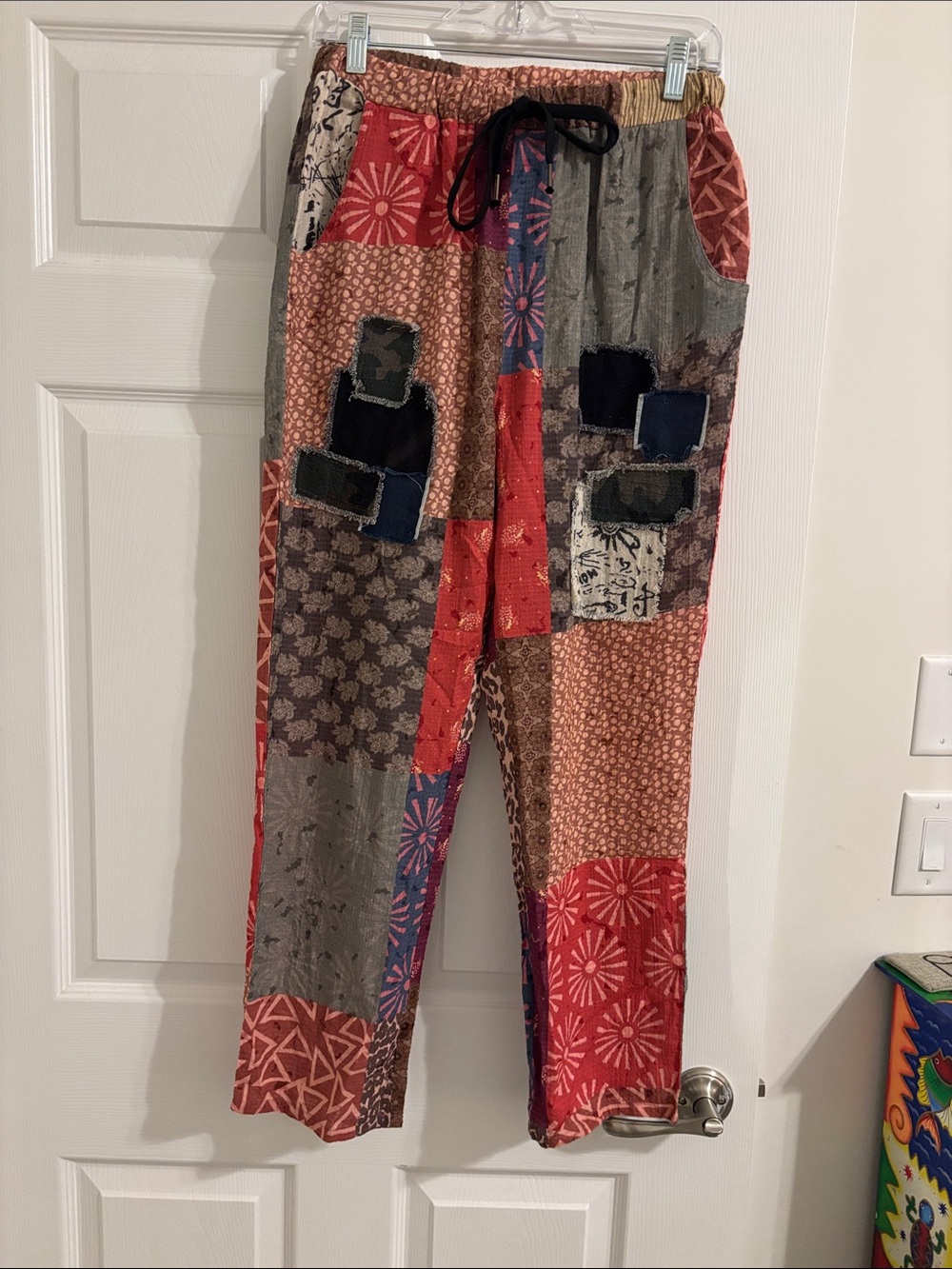 Patchwork Boho Drawstring Pants - Multicolor